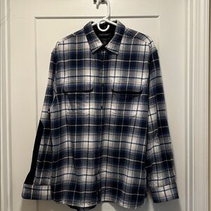 BR Blue and White Plaid Button-Up Shirt